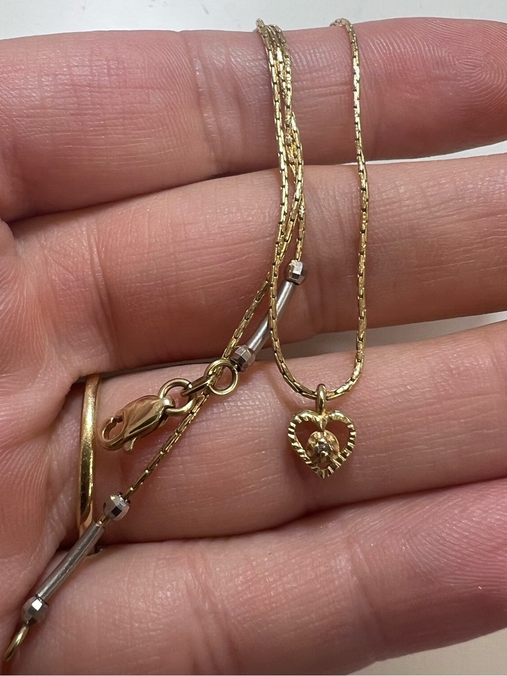 14k Gold Heart Pendant Necklace with Crystal Accent